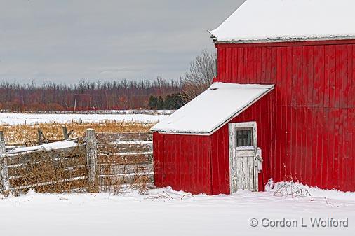 Red Barn In Snow_04672.jpg - Photographed near Frankville, Ontario, Canada.